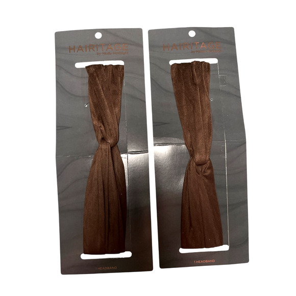 Set Lot of 2 Hairitage by Mindy McKnight Suede Twist Headbands Chocolate Brown - Picture 2 of 4